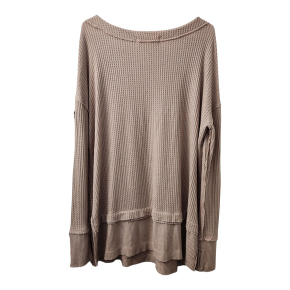 Free People We The Free Thermal Oversized Tunic Top M Tan Minimalist Casual - Picture 2 of 8